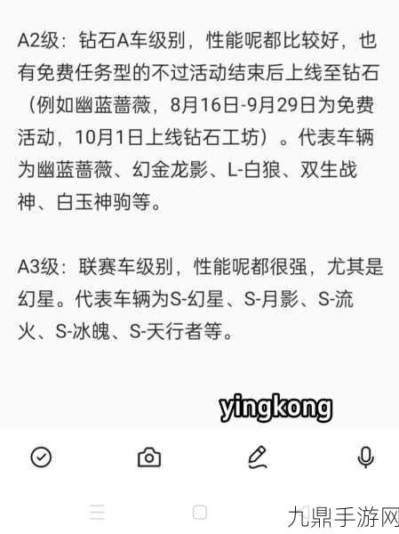 QQ飞车手游A车排行2021，速度与激情的较量